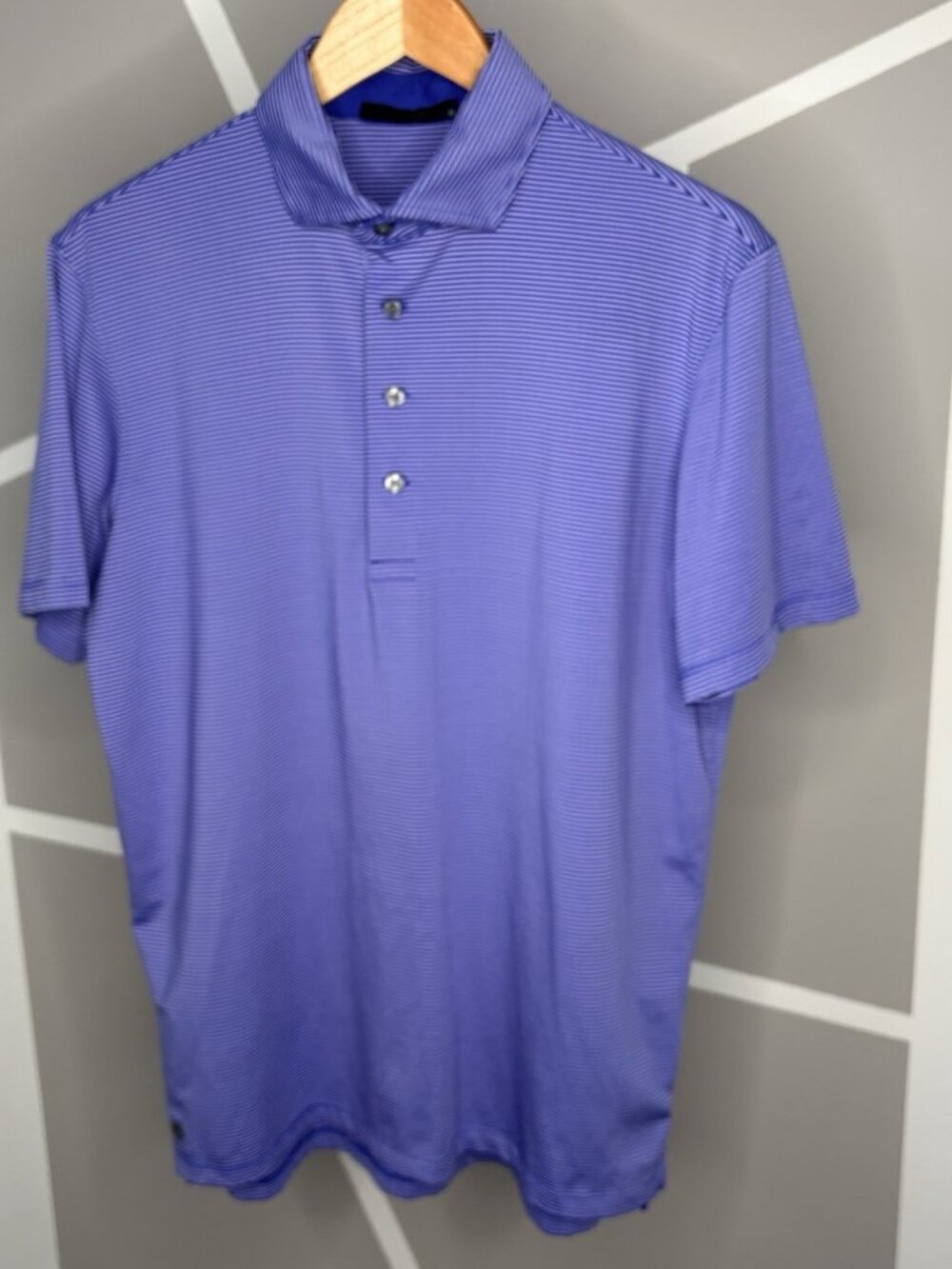Greyson Golf Polo Men’s Medium Blue Striped Performance Stretch